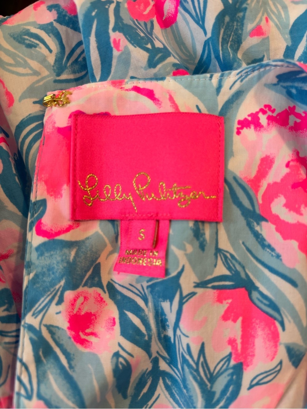 Lilly Pulitzer Trina Dress In Bondi Blue My Little Peony floral Print Size Small - Picture 12 of 13